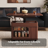 Lift-Top Rolling Storage Table Rotating Tabletop Household Furniture for Bedroom