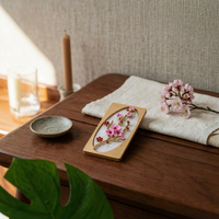 Blossom Frame Patterned Background Miniature Floral Frame Wooden Finish Miniature Decoration