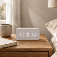 Wooden Digital Alarm Timepiece Simple Design Wooden LED Timepiece Easy to Read