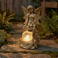 Fairy Garden Lamp Cracked-Glass-Look Solar Fairy Lamp Resin
