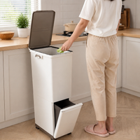 Trash Can 45L 39L Trash Can with Lid 2-stage Sorting Caster-equipped Kitchen Use 39L Dustbox