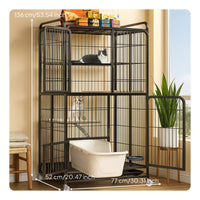 Cat Cage Litter Box Large Indoor Cat House Rolling Cat Playpen Waste Containment Unit Foldable Structure Secure Door Locks Suitable for Gift Giving Home Decoration