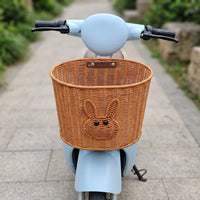 Electric Bicycle Rear Basket Scooter Storage Basket Pet Helmet Carrier Shopping Basket Imitation Rattan