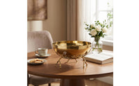 Decorative Bowl with Branch Stand Gold-Toned Bowl with Stand Polished Centerpiece for Tabletop, Coffee Table
