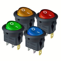 Rocker Switch KCD1 with LED, 12V 20A, Round Top Square Bottom, 20mm Hole