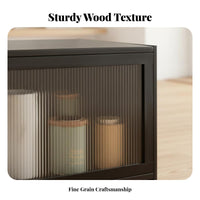 Sleek-Profile Slatted Credenza Spacious Storage for Apartment Dwellers