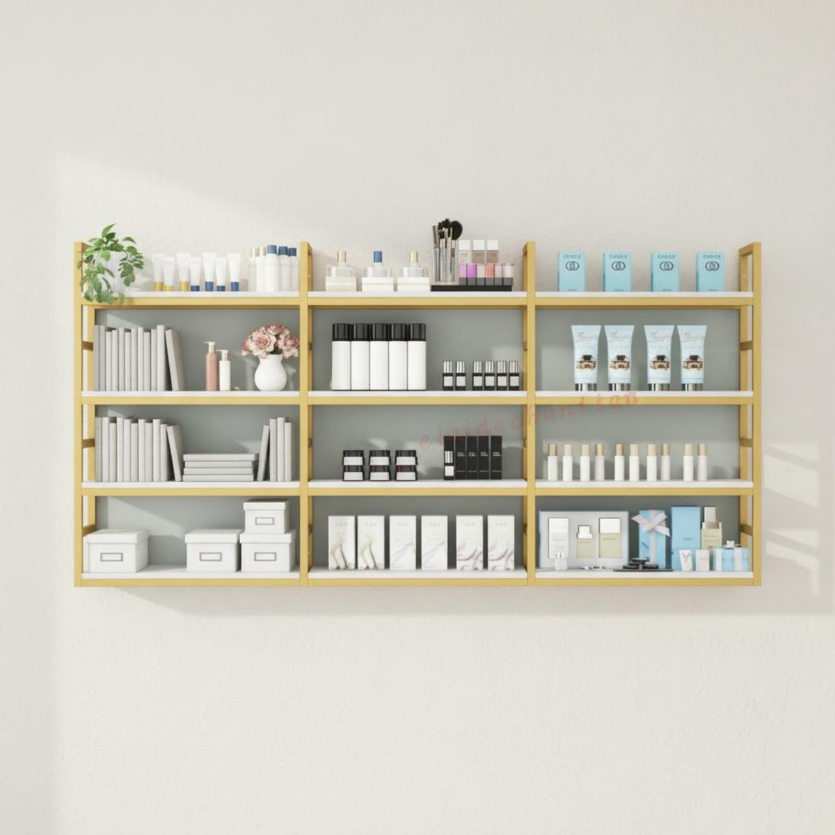 Iron Frame Wall Rack Space Saving Wall Mounted Bookshelf Modern Design Multi-Tier Display Shelf for Living Room, Kitchen, Coffee Shop