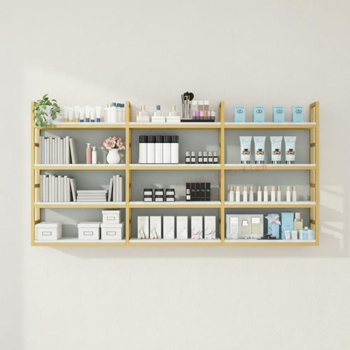 Iron Frame Wall Rack Space Saving Wall Mounted Bookshelf Modern Design Multi-Tier Display Shelf for Living Room, Kitchen, Coffee Shop