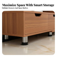 Modern TV Console with Drawers Media Cabinet with Storage Retractable Television Stand Wide Media Console Table Dense Board Material Suitable for Living Room Apartment Home Decoration