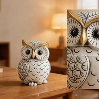 Decorative Owl Figurine Gold-Accented Owl Shelf Decor Eye-Catching for Tabletop
