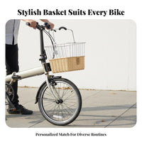 Quick Release Design Folding Bike Basket Large Capacity Woven Front Bike Basket Long-Lasting Construction for Shopping