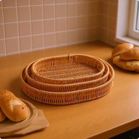 Woven Serving Tray Elevated Rim Tableware Polished for Fruit Display