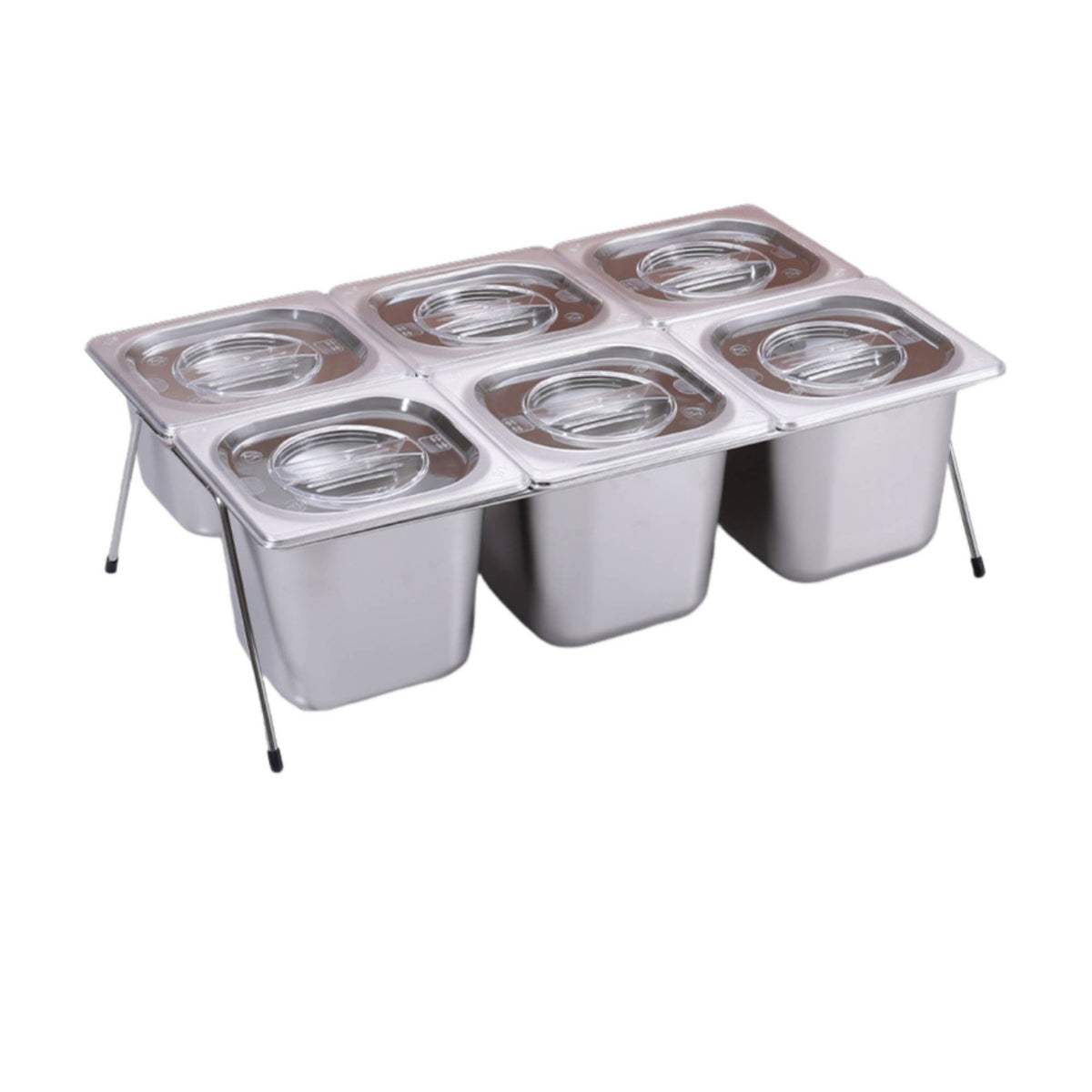 Condiment Dispenser with 6 Compartments Modular Food Tray Easy to Clean Condiment Dispenser with Lid for Buffets, Prep Stations
