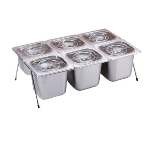 Condiment Dispenser with 6 Compartments Modular Food Tray Easy to Clean Condiment Dispenser with Lid for Buffets, Prep Stations