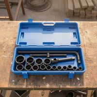 Socket Wrench Set with Case Heavy-Duty Socket Set with Carrying Case 12-Point Tools for Amateur Mechanics, Auto Repair, Garages, Workshops