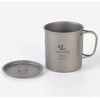 450ml Outdoor Pure Titanium Cup Portable Cup Foldable Camping Cup with Lid