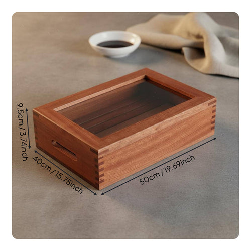 Wooden Sushi Box Clear View Lid Sashimi Presentation Box Versatile Japanese Serving Tray for Restaurant