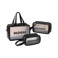 Korean Style Frosted PU Transparent Waterproof Cosmetic Bag with Handle