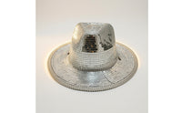 Reflective Cowboy Hat with Mirror Tiles Dazzling Disco Ball Cowboy Hat Glittery Stylish for Festivals