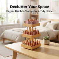 Bamboo Rotating Makeup Organiser, Large Capacity Cosmetic Storage, 3 Tier Vanity Organiser, Skincare Storage for Dresser, Organizer