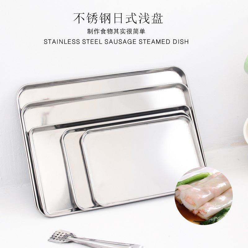Stainless Steel Rectangular Steaming Tray for Rice Noodle Rolls and Cold Skin Noodles