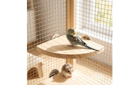 Unfinished Flat Bird Perch Natural Wooden Bird Perch Thick Cage Platform with Screw Wall-Mounted for Birds, Parrots