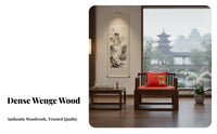 New Chinese aesthetic Lowsilhouette meditative Armchair durable Wood Construction Meditation Seat Supportive spinerest Household Furniture spine Support for Meditators, Home Decor aficionados, Seniors, Living Room, Bedroom, Lounging, Working