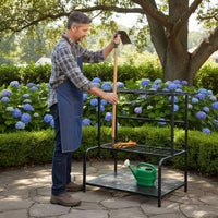 Metal Garden Tool Rack Rust Resistant Garden Storage Rack Heavy Duty Multi-Tier Tool Holder for Patio, Shed