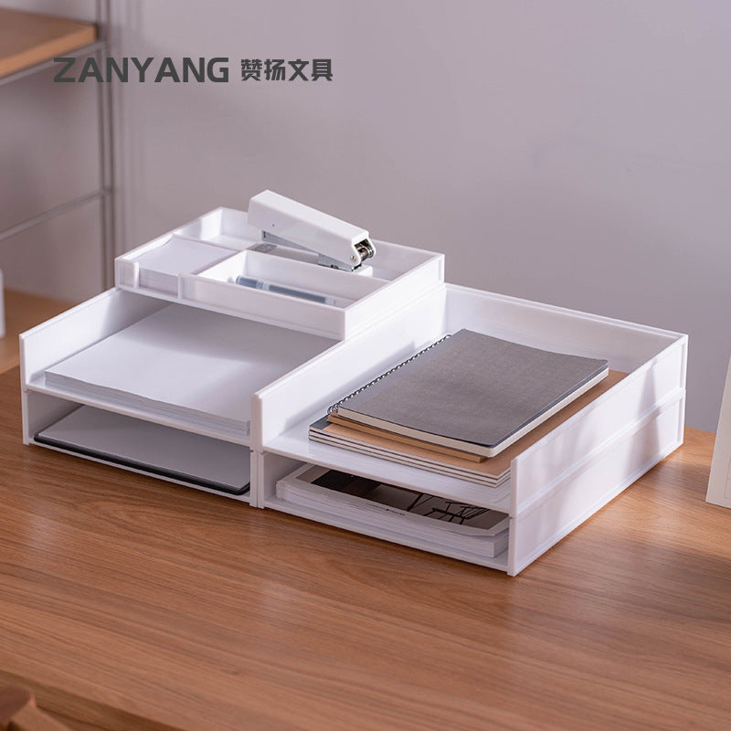 Stackable A4 Document Tray Organizer for Desk, Single Layer Letter Holder
