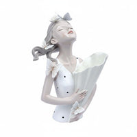 Delicate Butterfly Holder Vase Nordic Elegant Figure Holding Bouquet Statue Elegant Design Resin Bust Flower Holder for Living Room, Desktop