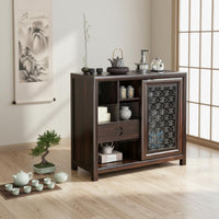 Chinese & Design Beverage Sideboard Sturdy Wood Construction Storage Cabinet Versatile Design Sliding Doors for Families, Study
