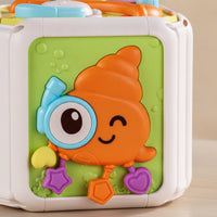 Interactive Learning Cube with Sea Creature Theme Tactile Motor Skills Toy with Beads Early Education Activity Polyhedron Hands-on for Babies, Playroom