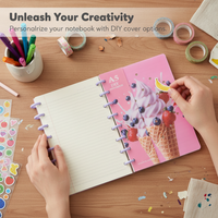 A5 Mushroom Hole Loose-Leaf Notebook with Decorative DIY Cover, Thickened Journal with Lined Pages, 80 Sheets