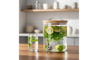Glass Beverage Dispenser with Spigot Large Capacity Glass Drink Dispenser Guest-Operated-Assistance Beverage Barrel Airtight