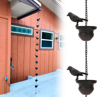 Vintage Metal Rain Chain with Bird Decor for Outdoor Garden