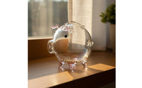 Clear Glass Piggy Bank Small Size Golden Bean Storage Bottle Glass Piggy Bank Multi-Functional Decor for Young Children, Nursery
