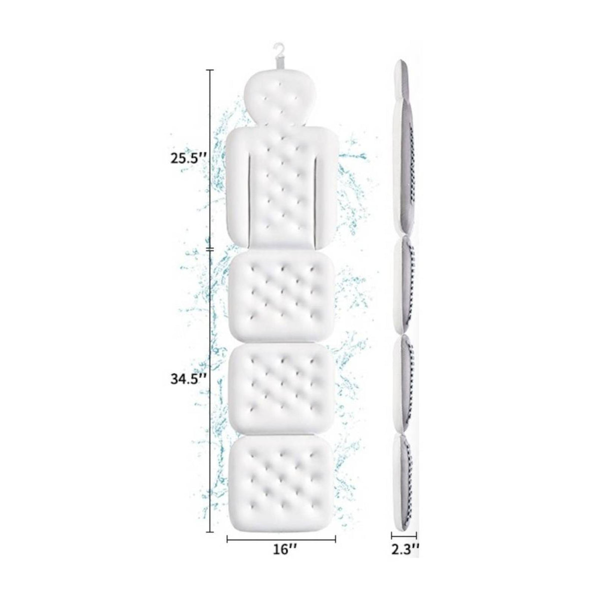 3 Pieces Full-Body Bath Cushion Soft Bathtub Cushion Set Thick Profile