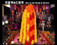 Marigold Flower Ball Garland Decoration for Day of the Dead and Halloween