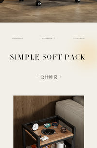 麻将桌棋牌室茶几沙发边几方几小桌子茶水柜茶楼专用架子移动边桌 【烟缸款+带轮】小边几/双烟缸-黑木色