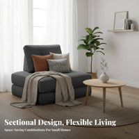 Sectional Single Unit Sofa Nordic Design Aesthetic Upholstered Airy Couch Creamy Look Configurable Layouts for Residents