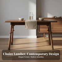 Solid Wood Dining Table Mortise and Tenon Joinery Black Walnut Rectangular Table Space-Saving Walnut Dining Set for Families, Living Room, Home Office