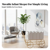 Bedside Bassinet Upholstered Rocking Cradle Mobile Baby Furniture with Soft Padded Interior and Mesh Cover Suitable for Newborns Infants Nursery Home Use Living Room