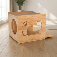 Wall Mounted Cat Shelf with Space Capsule Cat Bed, Solid Wood Climbing Frame and Ladder, 10 Perches Space Saving Furniture for Large Indoor Pets
