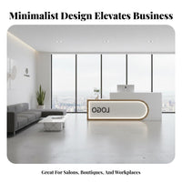 Modern LED Reception Desk Stylish and Functional Company Reception Table Easy Assembly Retail Cashier Stand for Business Owners, Lobby