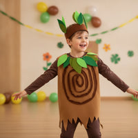 Three-Piece Tree Costume with Headpiece Leafy Tree Costume Long-Sleeve Apparel for Children, Halloween