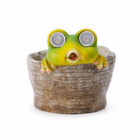 Solar Light Frog Planter Decorative Resin Frog Planter Ornament for Patio