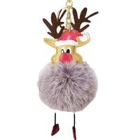 Cartoon Elk Pom-Pom Keychain Christmas Creative Bag Charm
