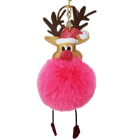 Cartoon Elk Pom-Pom Keychain Christmas Creative Bag Charm