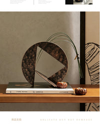 Distressed Abstract Geometric Ornament Vintage Wabi-Sabi Style Decorative Piece