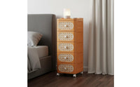Multi-Drawer Organizer Large Capacity Multi-Layer Organizer Cart Space Saving Rattan Design Nightstand for Students, Bedroom, Living Room, Washroom